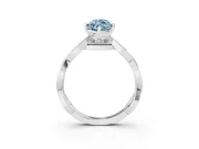Fancy Blue Marquise Cut Diamond Twist Band Solitaire Ring Set in Platinum with Leaf Prong Setting and Accent Stones