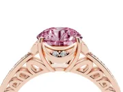 Round Floral Pavé Engagement Ring Setting for a Fancy Pink Lab-Grown Diamond | Rose Gold