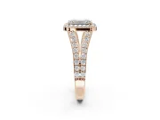Emerald Cut Halo Pavé Engagement Ring Setting | Narrow Split Shank | Rose Gold