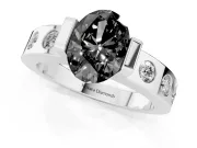 Oval Tension Style Engagement Ring Setting for a Black Center | Flush Set Accents | Sterling Silver