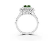 Asscher Cut Halo Split Shank Engagement Ring Setting for a Fancy Green Lab-Grown Diamond | Pavé Strands | Platinum