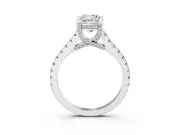 Cushion Cut Hidden Halo Pave Engagement Ring Setting | Claw Prongs | White Gold