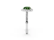 Fancy Green Heart Cut Diamond Halo Pavé Solitaire Ring Set in Platinum with Prong-Set Center Stone