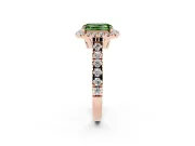 Emerald Cut Accented Halo Engagement Ring Setting for a Fancy Green Lab-Grown Diamond | Rose Gold