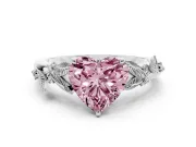 Heart-Shaped Leaf Solitaire Engagement Ring Setting for a Fancy Pink Lab-Grown Diamond | Sterling Silver