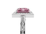 Princess Cut Sectioned Halo Engagement Ring Setting for a Fancy Pink Lab-Grown Diamond | Platinum