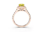 Radiant Cut Accented Halo Engagement Ring Setting for a Fancy Yellow Lab-Grown Diamond | Rose Gold