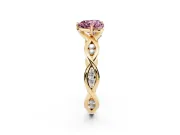 Heart-Shaped Twisted Infinity Engagement Ring Setting for a Fancy Pink Lab-Grown Diamond | Yellow Gold