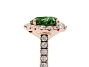 Heart-Shaped Halo Engagement Ring Setting for a Fancy Green Lab-Grown Diamond | Tapered Band | Rose Gold