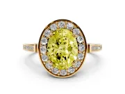 Oval Halo Engagement Ring Setting for a Fancy Yellow Lab-Grown Diamond | Polished Halo Rim | Yellow Gold