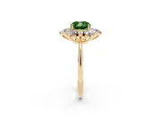 Cushion Cut Cluster Halo Engagement Ring Setting for a Fancy Green Lab-Grown Diamond | Yellow Gold
