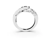 Fancy Black Pear Cut Diamond Bezel Bypass Ring Set in Platinum with Round Accents