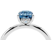 Emerald Cut Hidden Halo Ring Setting for a Fancy Blue Lab-Grown Diamond | Sterling Silver