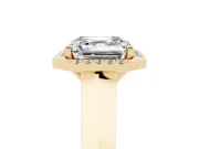 Asscher Cut Halo Engagement Ring Setting | Knife-Edge Band | Yellow Gold