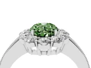 Oval Vintage Halo Engagement Ring Setting for a Fancy Green Lab-Grown Diamond | White Gold
