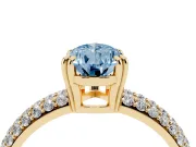 Pear-Shaped Three Row Pave Engagement Ring Setting for a Fancy Blue Lab-Grown Diamond | Yellow Gold