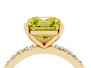 Fancy Yellow Asscher Cut Diamond Pavé Band Solitaire Set in Yellow gold with Prong Setting