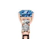 Cushion Cut Five Stone Engagement Ring Setting for a Fancy Blue Lab-Grown Diamond | Rose Gold