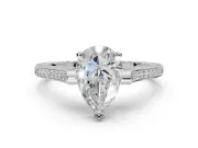 Pear-Shaped Vintage Cathedral Engagement Ring Setting | Carved Band | Sterling Silver