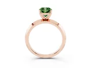 Fancy Green Cushion Cut Diamond Solitaire Engagement Ring Set in Rose gold with Flat Band and Prong Setting