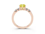 Fancy Yellow Cushion Cut Diamond Five-Stone Prong Set Engagement Ring Set in Rose gold with Channel Band