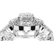Radiant Cut Vintage Floral Halo Engagement Ring Setting | Engraved Milgrain Band | White Gold