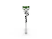 Emerald Cut Leaf Solitaire Engagement Ring Setting for a Fancy Green Lab-Grown Diamond | Platinum