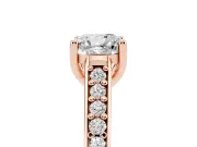 Cushion Cut Graduated Pave Cathedral Solitaire Engagement Ring Setting | Scroll Cut-Outs | Rose Gold