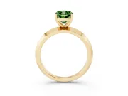 Fancy Green Cushion Cut Diamond Solitaire Engagement Ring Set in Yellow gold with Flat Band and Prong Setting