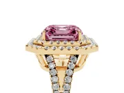Asscher Cut Halo Engagement Ring Setting for a Fancy Pink Lab-Grown Diamond | Yellow Gold - Design NV-24799