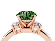 Round Three Stone Engagement Ring Setting for a Fancy Green Lab-Grown Diamond | Round Side Stones | Rose Gold