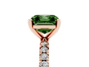 Fancy Green Asscher Cut Diamond Pavé Band Solitaire Set in Rose gold with Prong Setting