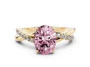 Oval Crossover Engagement Ring Setting for a Fancy Pink Lab-Grown Diamond | Yellow Gold