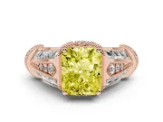 Fancy Yellow Radiant Cut Diamond Vintage-Inspired Milgrain Ring Set in Rose gold with Accent Split Shank