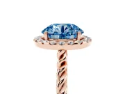 Round Rope Halo Engagement Ring Setting for a Fancy Blue Lab-Grown Diamond | Rose Gold
