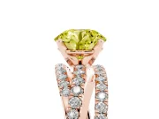 Fancy Yellow Round Cut Diamond Solitaire Twist Band Ring Set in Rose gold with Pavé Setting and Prong Head