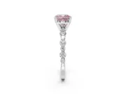 Cushion Cut Pavé Engagement Ring Setting for a Fancy Pink Lab-Grown Diamond | Alternating Accents | Sterling Silver