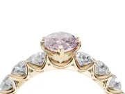 Marquise Side Stone Engagement Ring Setting for a Fancy Pink Lab-Grown Diamond | Scalloped Prong Accents | Yellow Gold
