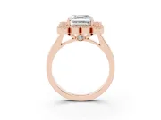 Asscher Cut Vintage Milgrain Bezel Cluster Halo Engagement Ring Setting | Plain Band | Rose Gold