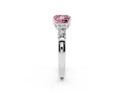 Fancy Pink Princess Cut Diamond Five-Stone Prong Set Engagement Ring Set in Platinum with Channel Band