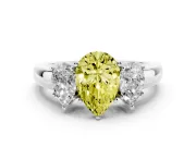 Pear-Shaped Three Stone Engagement Ring Setting for a Fancy Yellow Lab-Grown Diamond | Matching Side Stones | Platinum