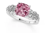 Cushion Cut Side Stone Engagement Ring Setting for a Fancy Pink Lab-Grown Diamond | Shoulder Clusters | Sterling Silver