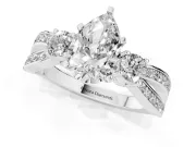 Three-Stone Pear Cut Diamond Twist Band Ring Set in Platinum with Pavé Accents and Prong Setting