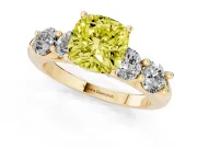 Cushion Cut Five Stone Engagement Ring Setting for a Fancy Yellow Lab-Grown Diamond | Plain Band | Yellow Gold