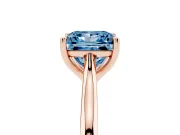 Fancy Blue Princess Cut Diamond Solitaire Ring Set in Rose gold with Cathedral Band and Prong Setting