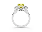 Fancy Yellow Three-Stone Asscher Cut Diamond Pavé Band Ring Set in Silver with Prong-Set Trio