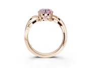 Round Bypass Solitaire Engagement Ring Setting for a Fancy Pink Lab-Grown Diamond | Pavé and Plain Strands | Rose Gold