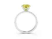 Round Pave Solitaire Engagement Ring Setting for a Fancy Yellow Lab-Grown Diamond | Slim Band | Sterling Silver