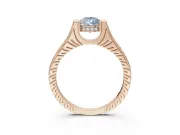 Pear-Shaped Vintage Cathedral Engagement Ring Setting for a Fancy Blue Lab-Grown Diamond | Carved Band | Rose Gold