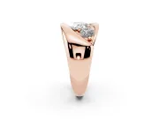 Princess Cut Three Stone Bypass Engagement Ring Setting | Sculpted Crossover Band | Rose Gold
